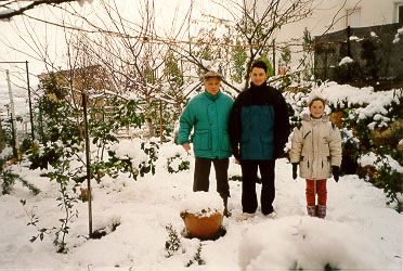 In the snow covered garden of Lena's parents
