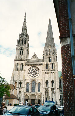 The front view of the Chartre Cathedral