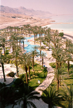The view from the hotel window at the Dead sea coast